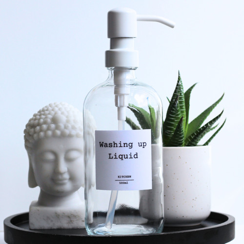 Clear glass soap dispenser