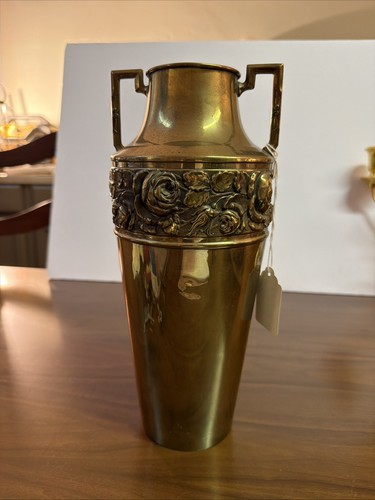 Brass vase with handles - 12”,