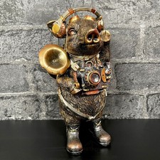 Gold Steampunk Pig Ornament Industrial Novelty Robot Farm Animal Figurine Gift