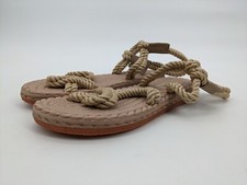 Women's Sandals Hemp Rope Cross Straps Open Toe Shoes Size UK 6 - 6.5