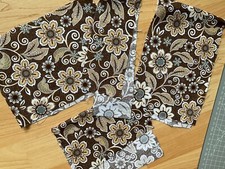 4x small oddments floral brown mix print cotton fabric for patchwork quilt sew