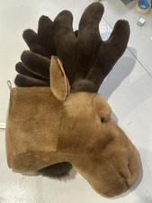 BiBiB Plush Moose Wall Head – Faux Fur Animal Mount Decor, Brown, Holland Fab!