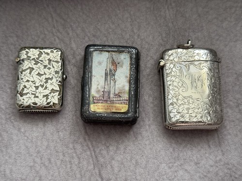 Antique vesta case trio lot - antique,