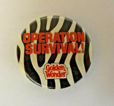 Golden Wonder Operation Survival Vintage Metal Pin Badge c1981
