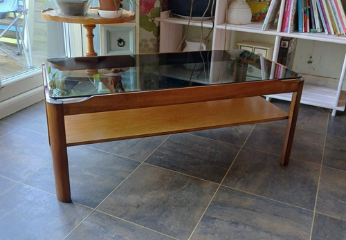 Vintage teak and smoked - and, glass