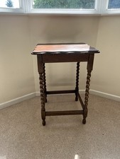 Oak Antique Side Console Table With Barley Twist Legs