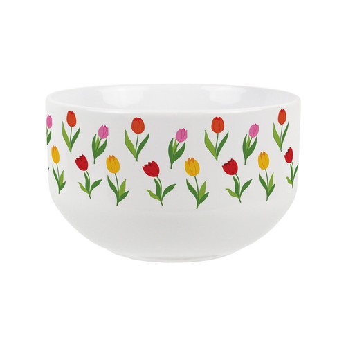 Tulip print large cereal bowl - cereal,