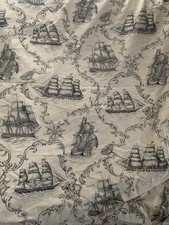 3.4 Metres Nautical Toile Cotton Fabric Curtains Voyager 1999 X140cm (F2
