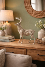 Silver resin stag ornament - silver, –