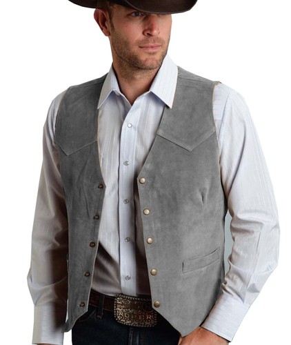 Mens western cowboy suede - suede, vest