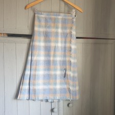 Vtg 70s Kilt Midi Skirt Sz 6 8 or Childs age 11 Blue Tan Pleats