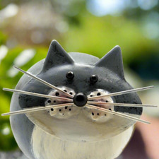 Metal Cat Ornament Garden Figurine Ginger Grey Black Bobbin Cat Ornaments Gift