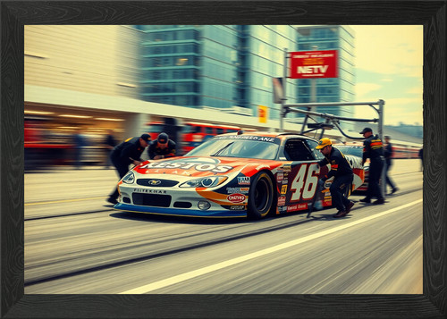 Nascar stock car pit framed - nascar,