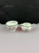Wedgwood Kutani Crane Milk / Cream Jug 2.5" and Open Footed Sugar Bowl Set