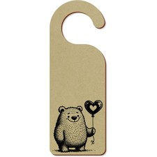 'Cute Bear With Balloon' 200mm x 72mm Door Hanger / Sign (DH00046481)