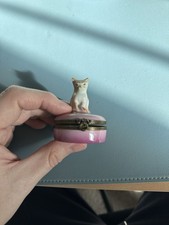 Limoges Castel France Trinket Box Peint Main Cat