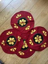 4 x Round Hand Embroidered