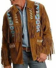 Mens suede Leather coat Native