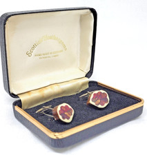 Cufflinks Scottish Heathergems Hand Crafted Stag Horn & Heather Steel Boxed