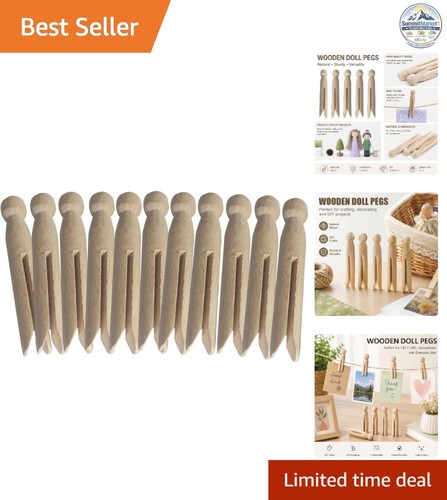 Round wooden clothespins - wooden, 12pcs