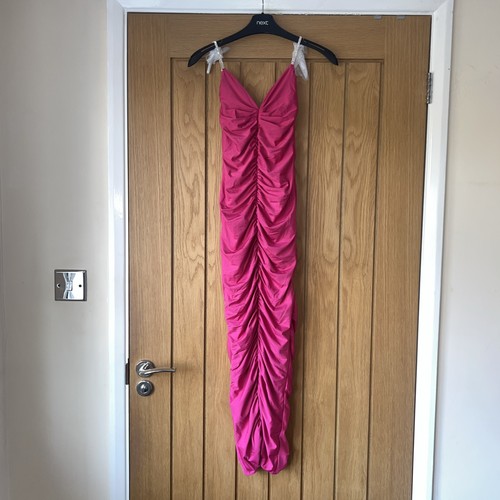 Polly hot pink midi ruched - pink,