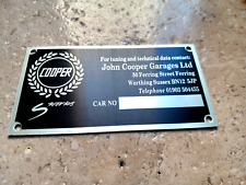 CLASSIC MINI COOPER S WORKS BLANK CONVERSION PLATE PLAQUE SPORT 500 MPI 90 BHP