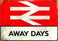 Vintage Retro Away Days Football Fan Casuals Hooligans Train Man Cave Metal Sign