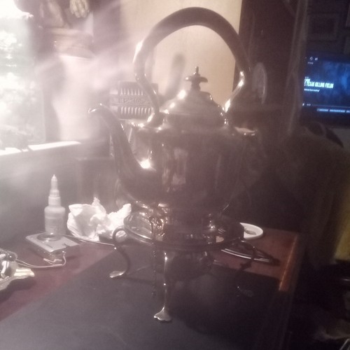 Silver plate samovar - plate, kettle