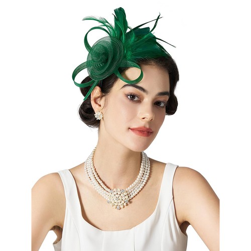 Large flower feather hair hat - large,