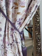 Mauve Purple Botanical Curtains By Next. Blackout. With Ties
