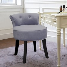 Grey Velvet Vanity Stool