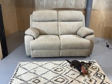 SCS Reuben 2 Seater Natural Taupe Wheat Fabric Power Recliner Sofa RRP £1799
