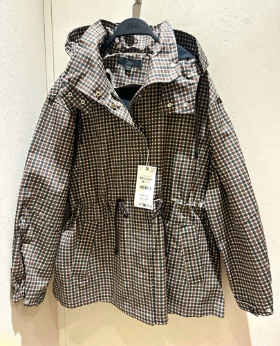 Zara check hooded - check, brown