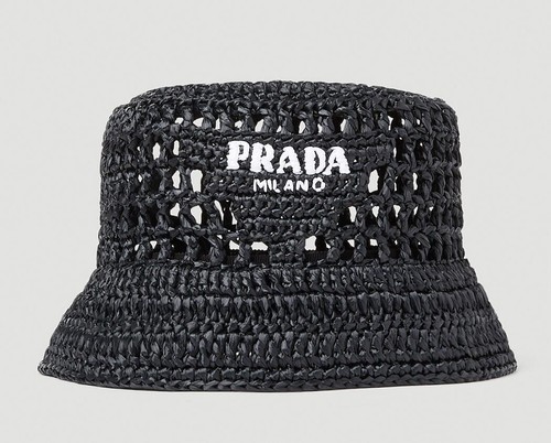 Prada raffia woven bucket hat - woven,