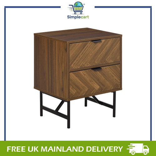 Two drawer herringbone bedside - herringbone,