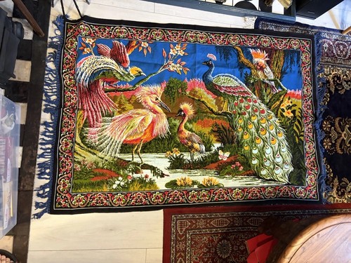 Peacock pattern velvet rug - pattern,
