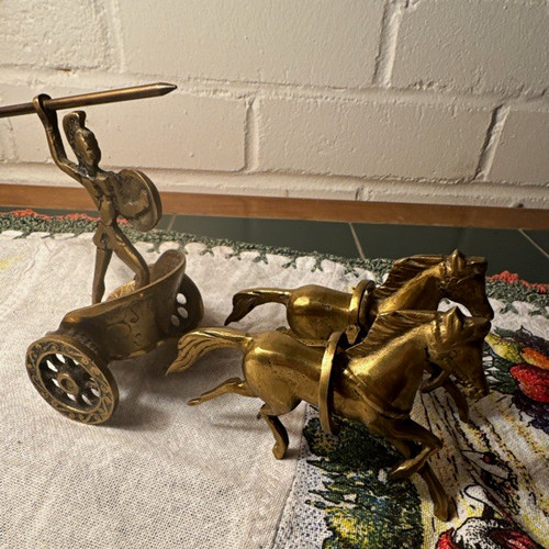 Brass chariot figurine model - brass,