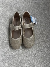 Girls Sparkle Gold Glitter Party Shoes Size 12