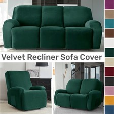 Stretch Velvet Recliner Sofa