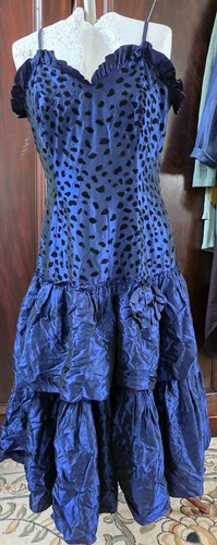Vintage blue flocked - blue,