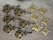 6 X Gold/Brass Coloured Vintage Drop Handles/Drawer Pulls