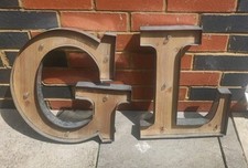 2 x G&L Large 40cm Battery Indoor Free Stand LED Light Up Wooden Letters Initial