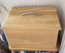 Bread Bin / Box Large Wooden Rectangular Removable Lid Handle 