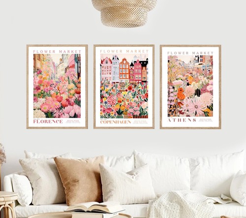 Colourful flower market prints - colourful,