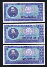 3xROMANIA 100 Lei 1966 P
