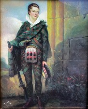 Antique Oil Painting Portrait Scottish Boy Circle of Sir John Watson Gordon 