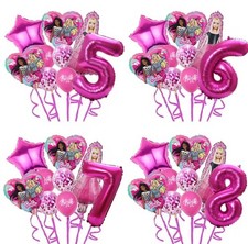 Barbie Birthday Party Balloons 9pcs Pink Large Number Balloon Decorations Set