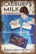 Cadbury's Dairy Milk Advert Vintage Look Retro Style Metal Sign, Chocolate Bar