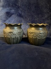 A Pair Of Antique Victorian Electroplated Britannia Metal Planters Plant Pots