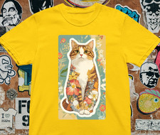 Floral Cat T-Shirt – Cute
